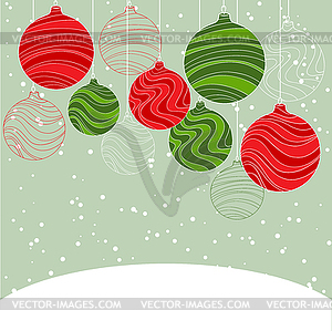 Vintage card with Christmas balls.  - vector clipart