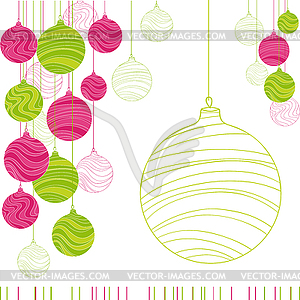 Vintage card with Christmas balls.  - vector clip art