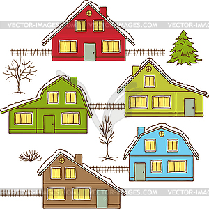 Hand drawing winter houses .  - vector EPS clipart