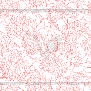 Pattern with peony and foliage.  - vector image