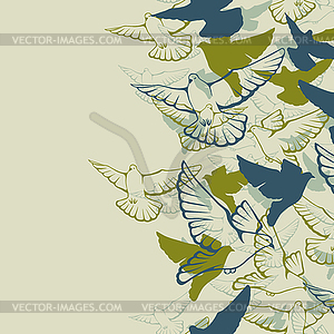 Seamless pattern of flock flying pigeons - vector EPS clipart