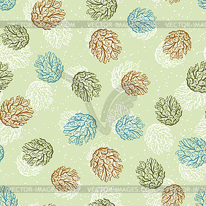 Merry Christmas, seamless background with cones - vector image