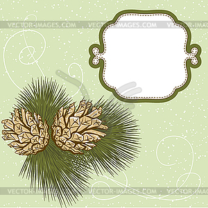 Christmas fur tree for xmas design. With cones - vector clip art