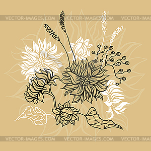 Vintage card with flowers. background for you design - vector image