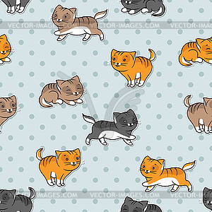 Seamless pattern with funny cats - vector image