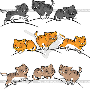 Collection of cute funny cats - vector image