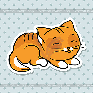 Red cute funny cat sleep.  - vector clipart