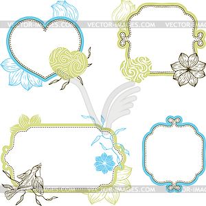 Stylish floral background, retro flowers and birds - vector clipart