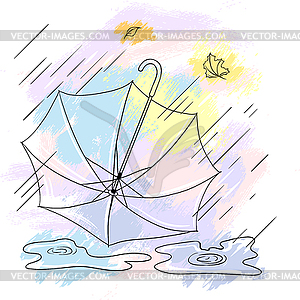 Background with collor umbrellas. autumn  - royalty-free vector clipart