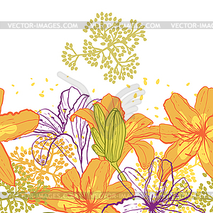 Beautiful seamless pattern with lilies,  - vector image