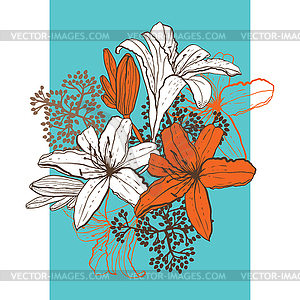 Lily flower abstract background, template for you - vector clip art