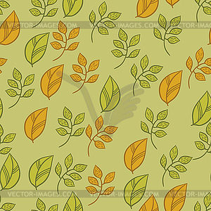 Seamless texture with fall leaves - vector image