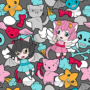 Seamless pattern with doodle. kawaii  - vector image