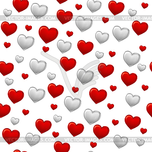 Red and gray hearts background . Seamless pattern - vector image