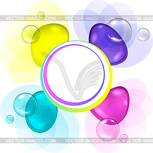 Color abstract with transparent bubbles and drops - vector image