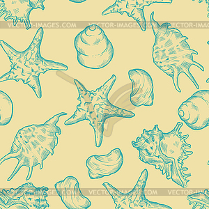 Seamless background with shells.  - vector image