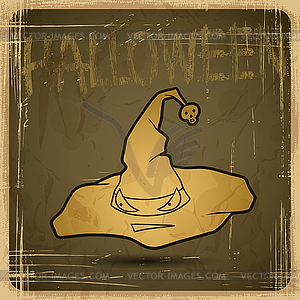 EPS10 vintage grunge old card. Halloween magical hat - vector EPS clipart