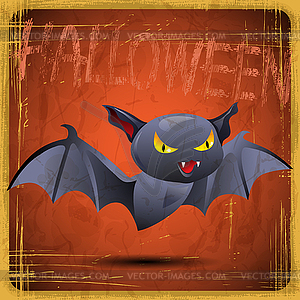 EPS10 vintage grunge old card. Halloween bat - vector image