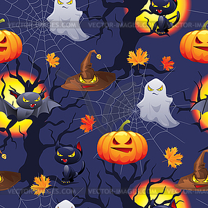 Background of Halloween-related objects - vector clipart