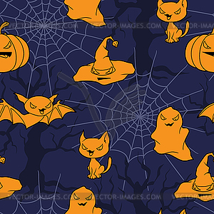 Background of Halloween-related objects - vector image