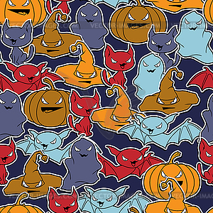 Background of Halloween-related objects and - vector clip art