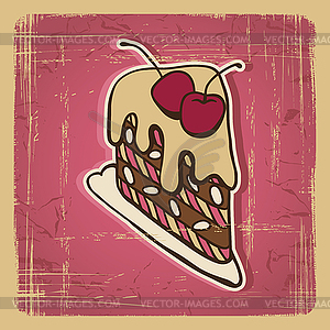 Cake in retro style. Vintage card - vector clipart