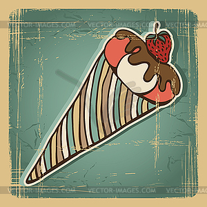 Ice Cream in retro style. Vintage card - vector EPS clipart