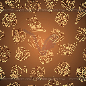 Background with of cake in retro style. Seamless - vector clipart