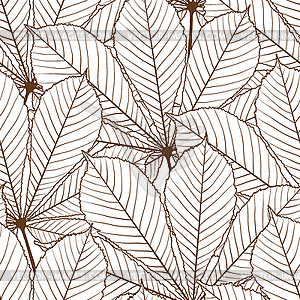 Seamless pattern with autumn leaves in retro style - vector clip art