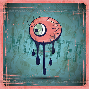 EPS10 vintage grunge old card. Monster - vector clipart