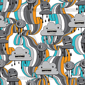 Monsters modern seamless pattern in retro style - vector image