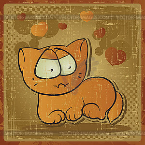 EPS 8 vintage background with cat - vector image
