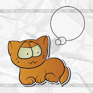 EPS 8 crumpled paper background with cat - vector image