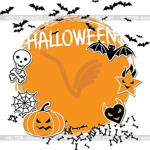 Background of Halloween-related objects and - color vector clipart