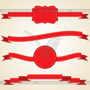 Set of curled red ribbons,  - vector clipart