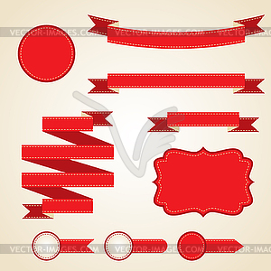 Set of curled red ribbons,  - vector image