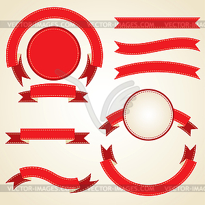 Set of curled red ribbons, - vector clipart