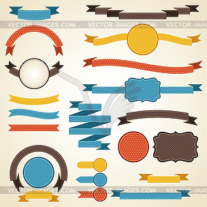 Set of retro ribbons and labels. - vector image