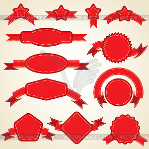 Set of curled red ribbons,  - color vector clipart
