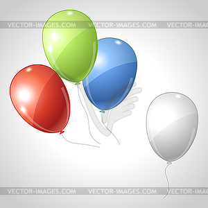 Red green blue flying balloons. Rgb concept - vector image