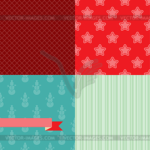 Set of 4 Christmas and New Year seamless patterns - vector clip art