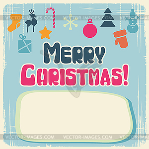 Christmas background with retro cute icons - vector EPS clipart