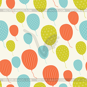 Seamless in retro style pattern, flying balloons - vector clipart