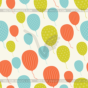 Seamless in retro style pattern, flying balloons - vector clipart