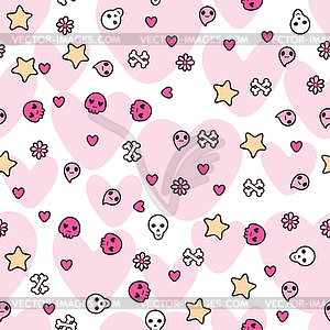 Seamless pattern with doodle, kawaii - vector clipart