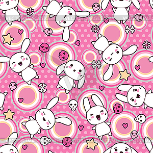 Seamless pattern with doodle, kawaii - vector image