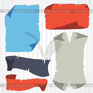 Set of grunge old banner and scrolls - vector image