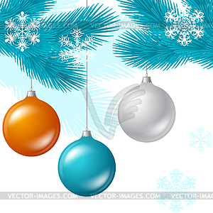 Merry Christmas background with glossy balls - vector EPS clipart