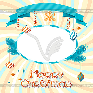 Merry Christmas background in retro style - vector clipart