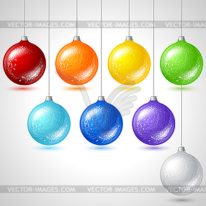 Merry Christmas background with glossy balls - vector clip art